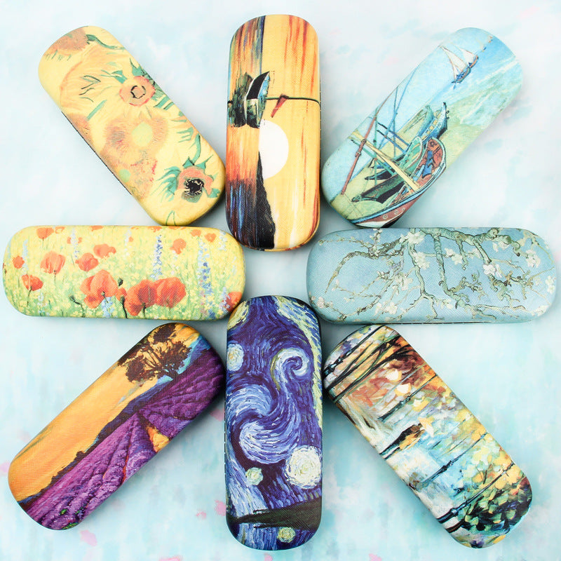 Oil painting vintage creative glasses case